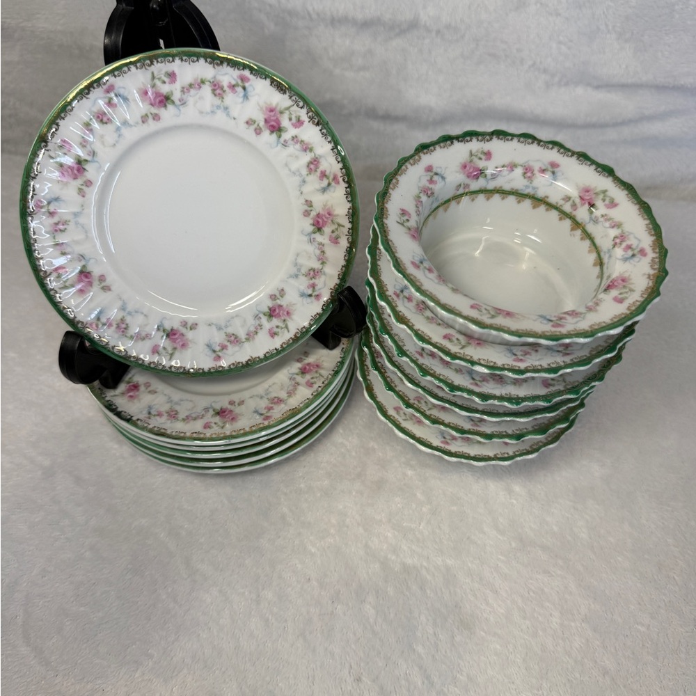 12 Piece Bone China Ramekin Custard Dish  Saucer Carl Tielsch Altwasser Germany
